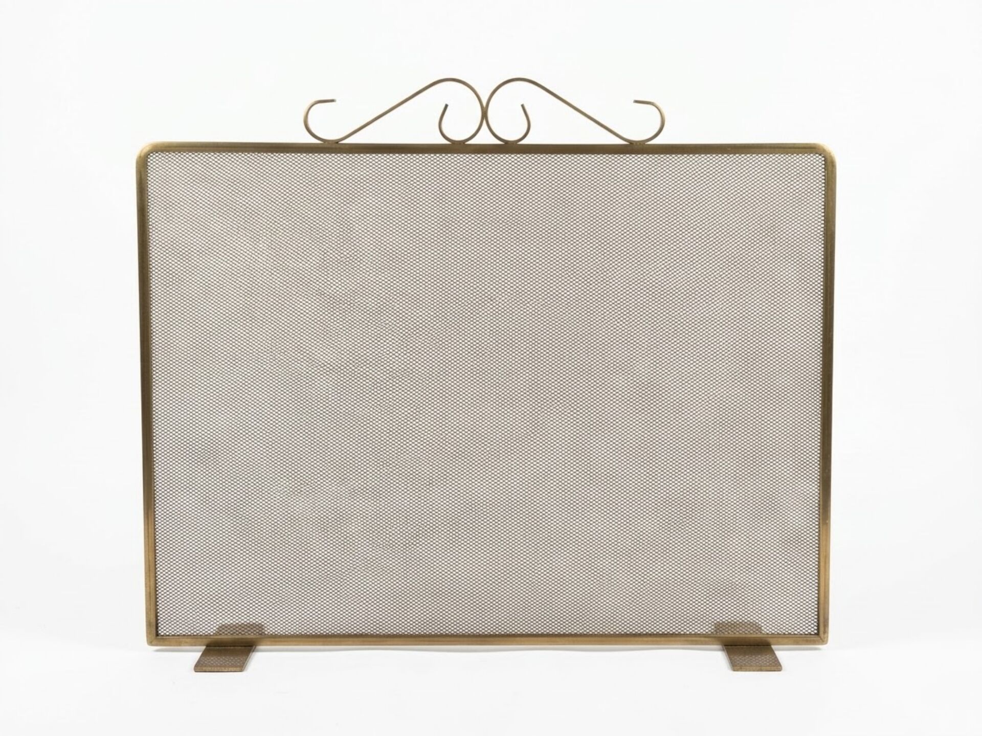 Fireplace screen in patinated gold iron
