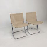 Set of 2 italian canvas and chromed metal chairs, 1970's