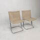 Set of 2 italian canvas and chromed metal chairs, 1970's