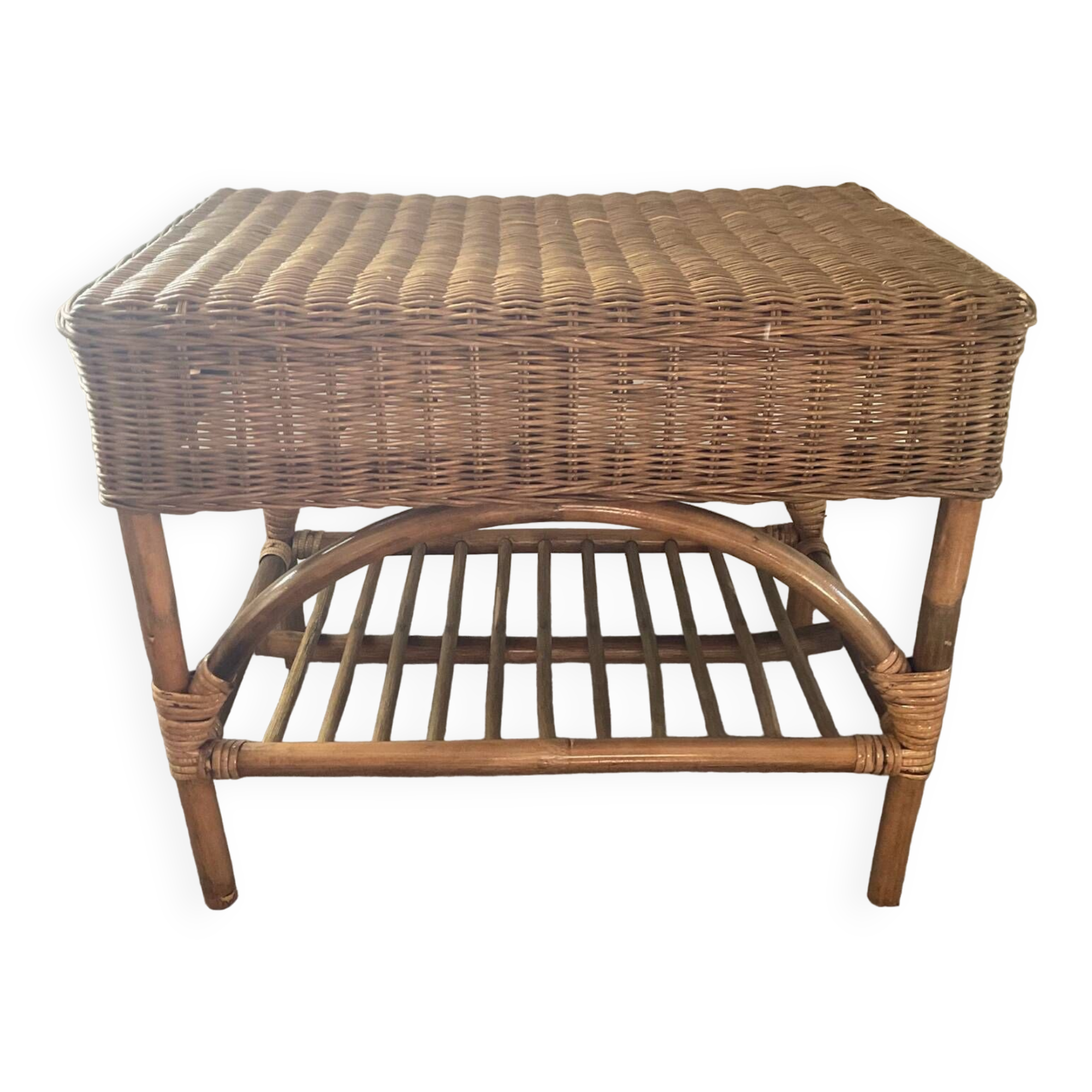 Banc en rotin des années 70