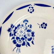 Set of 6 dessert plates, semi-porcelain Badonviller, blue flower pattern, early 20th century.