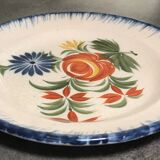 Old plate in auvillar earthenware, floral painting decoration, 19th century
