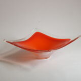 Vide poche en verre de Murano carré orange, Italie années 1970.