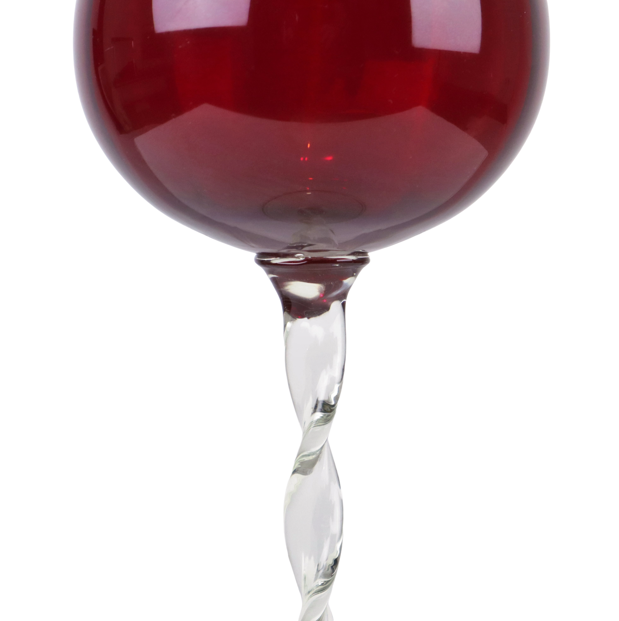 Vintage red glass brandy glass cup mouth blown italy 33cm