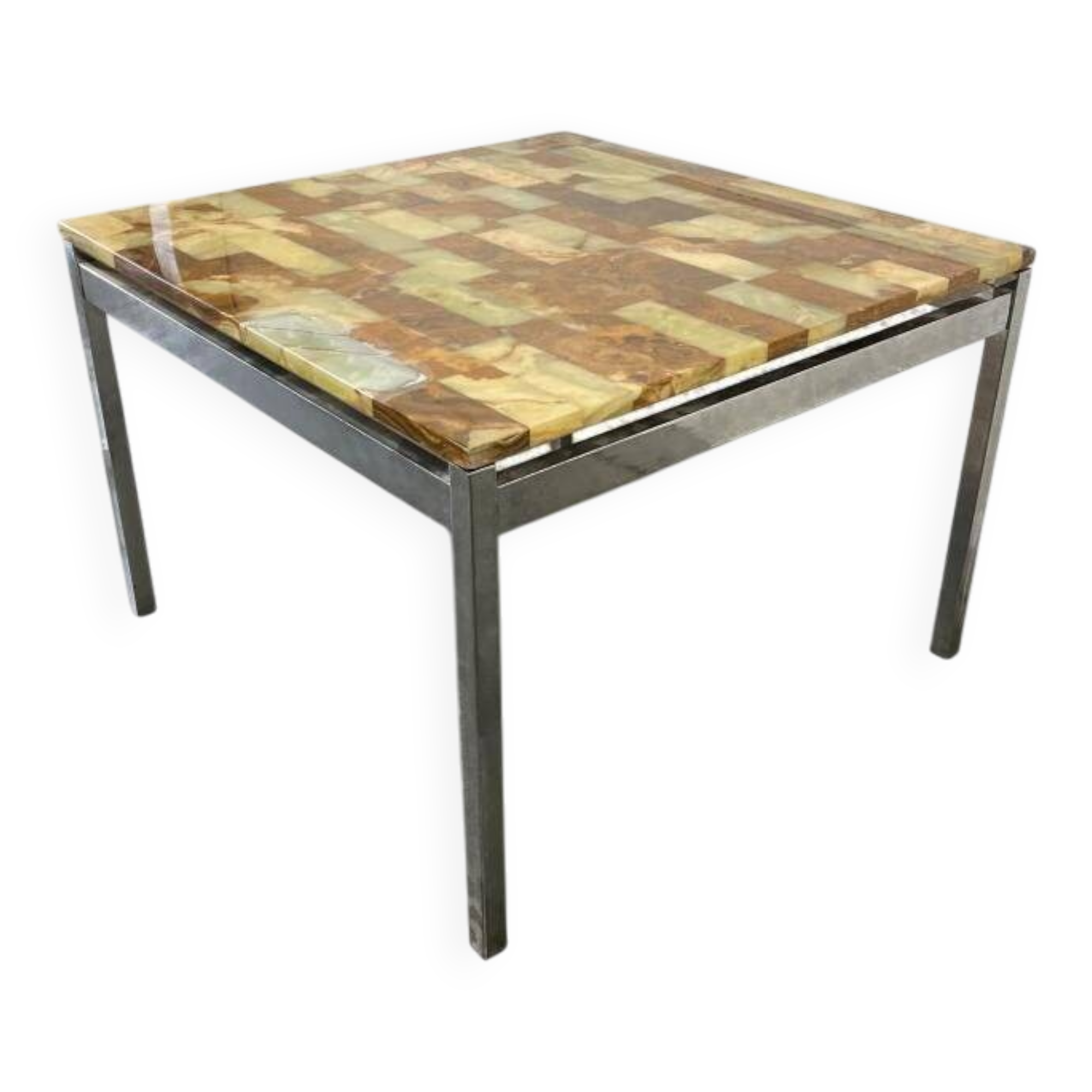Table basse carrée vintage en onyx