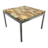 Table basse carrée vintage en onyx