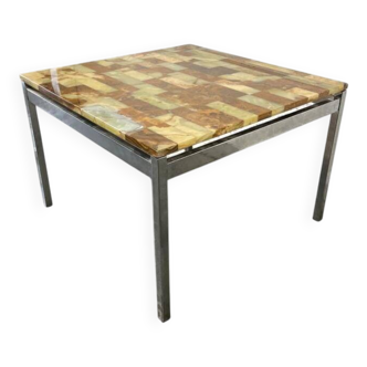 Table basse carrée vintage en onyx