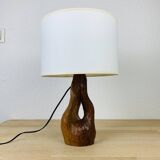 Brutalist gouged wood lamp