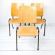 Lot de 3 chaises empilables Mid Century Chaise d'école Industrie Bois Métal Marron Vintage Rétro Cha