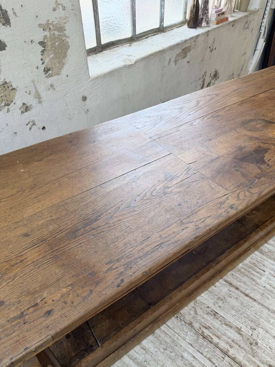 Table de gantier drapière 1900 chêne massif 330cm XL