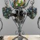 Set of three lamps in bronze and polychrome Murano glass, 20th century