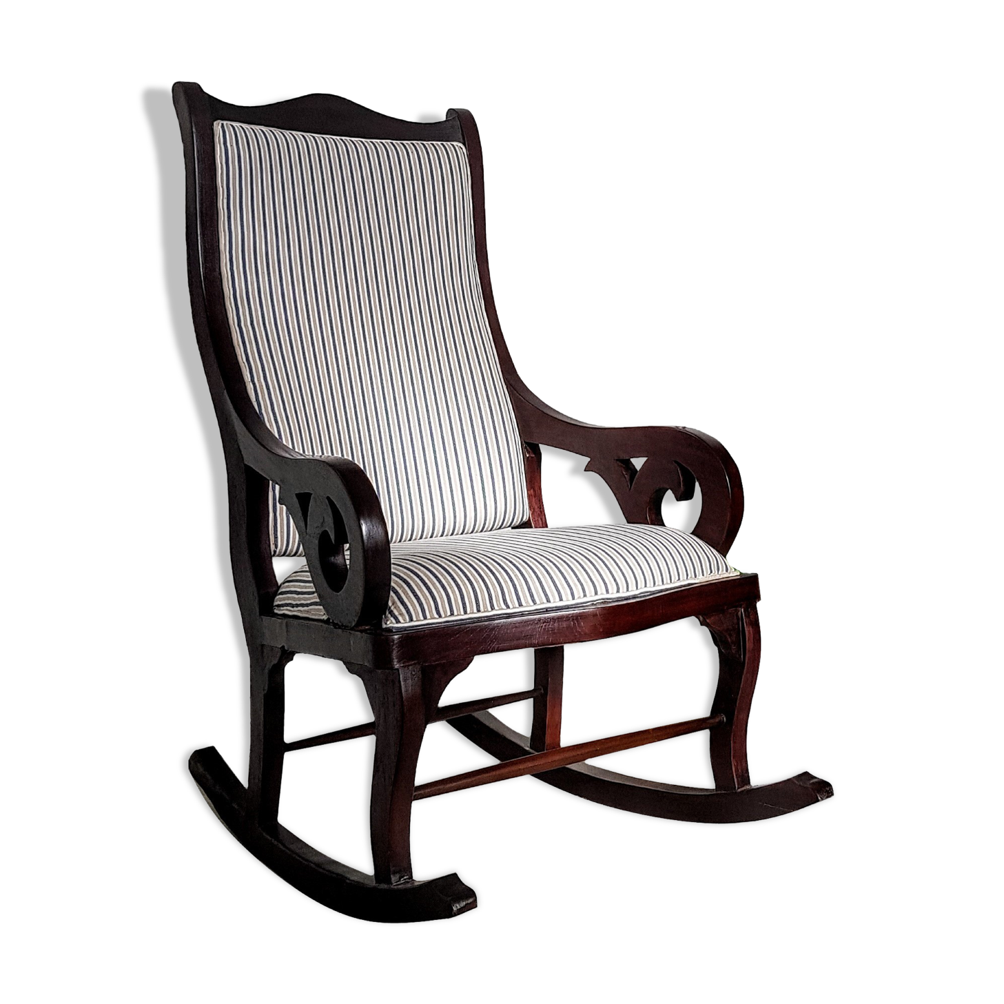 Rocking chair in Indian rosewood, Pondicherry 19th century