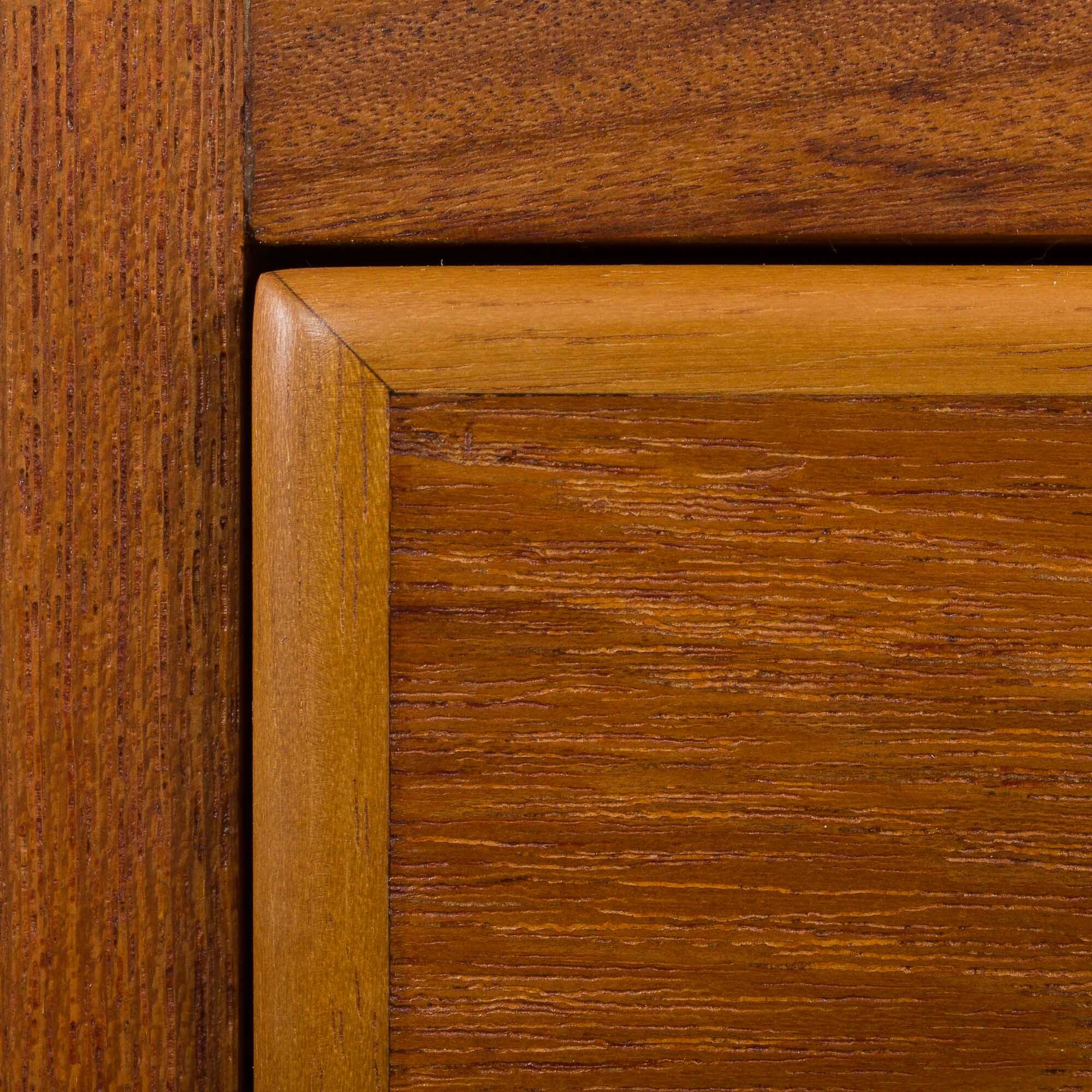 Teak and oak double-sided desk with X-shaped legs