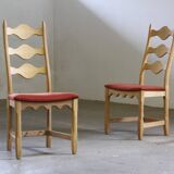 Vintage 1960s Danish Brutalist Ladderback Light Oak Chairs style of Kjærnulf
