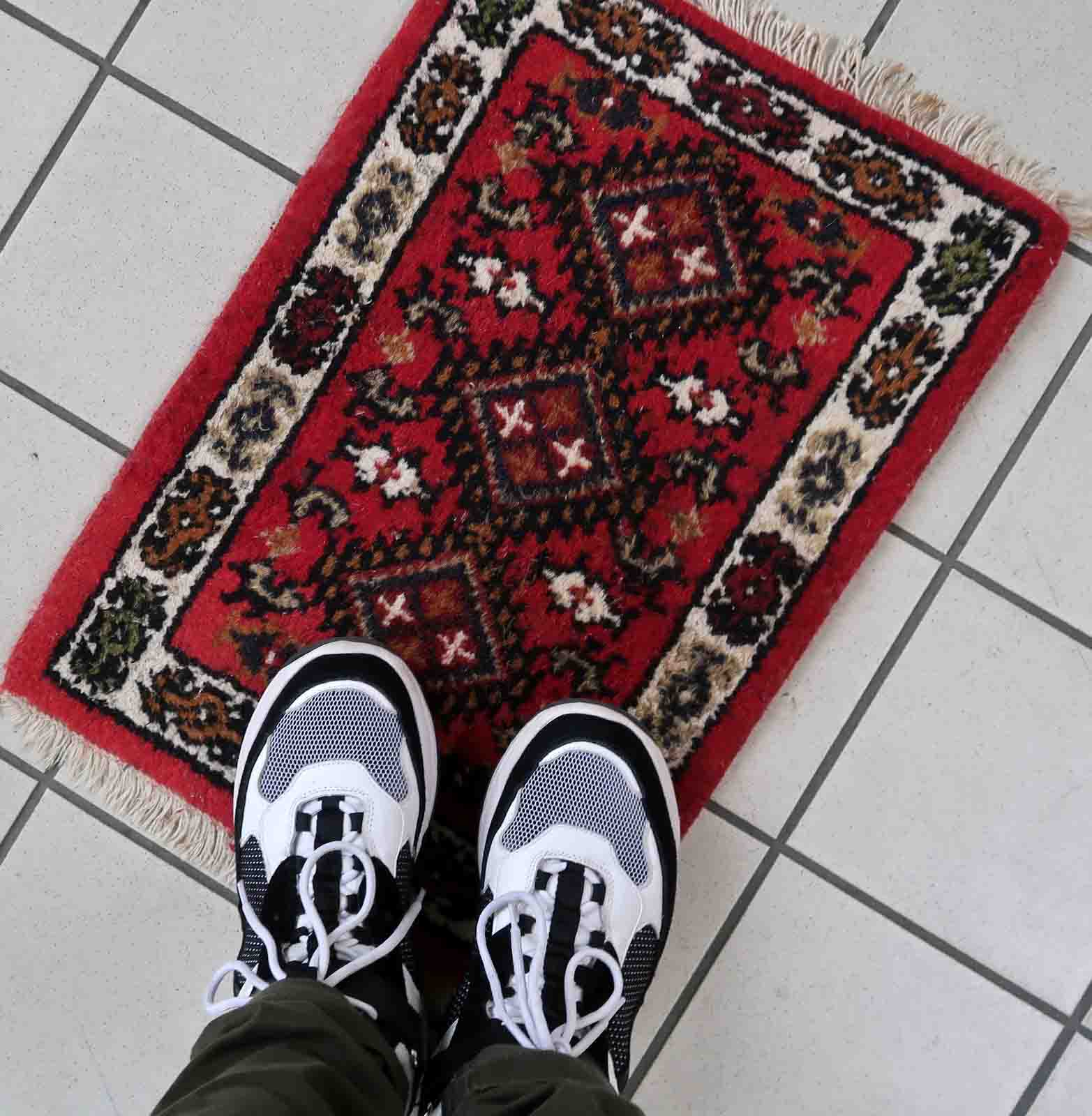 Vintage persian carpet hamadan handmade 40cm x 56cm 1970s