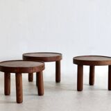 A set of three small round tables. Mado Jolain and René Legrand. France 1956