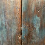 Old Indian window in blue lacquered wood