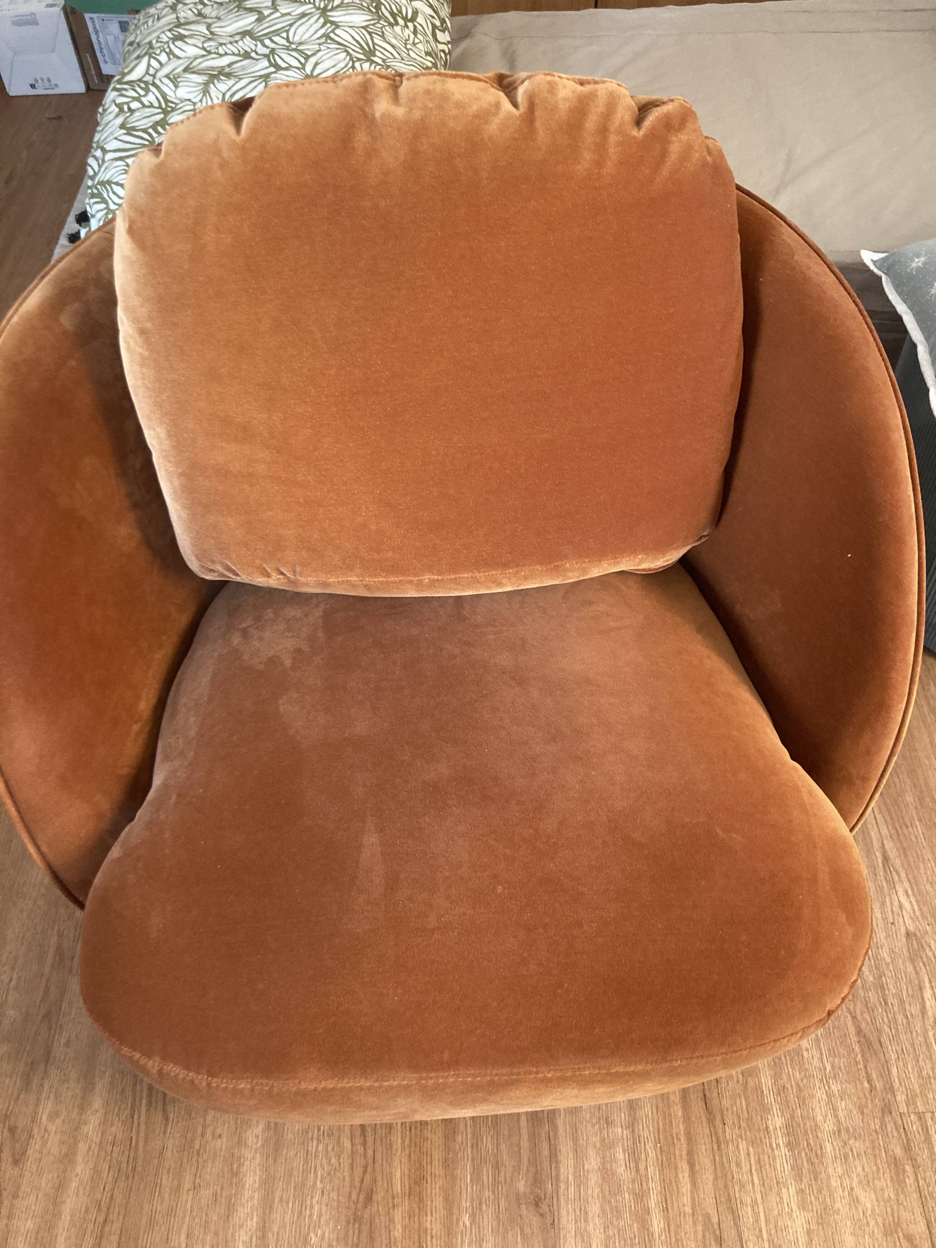 Fauteuil boule alpine AMPM velours Orange