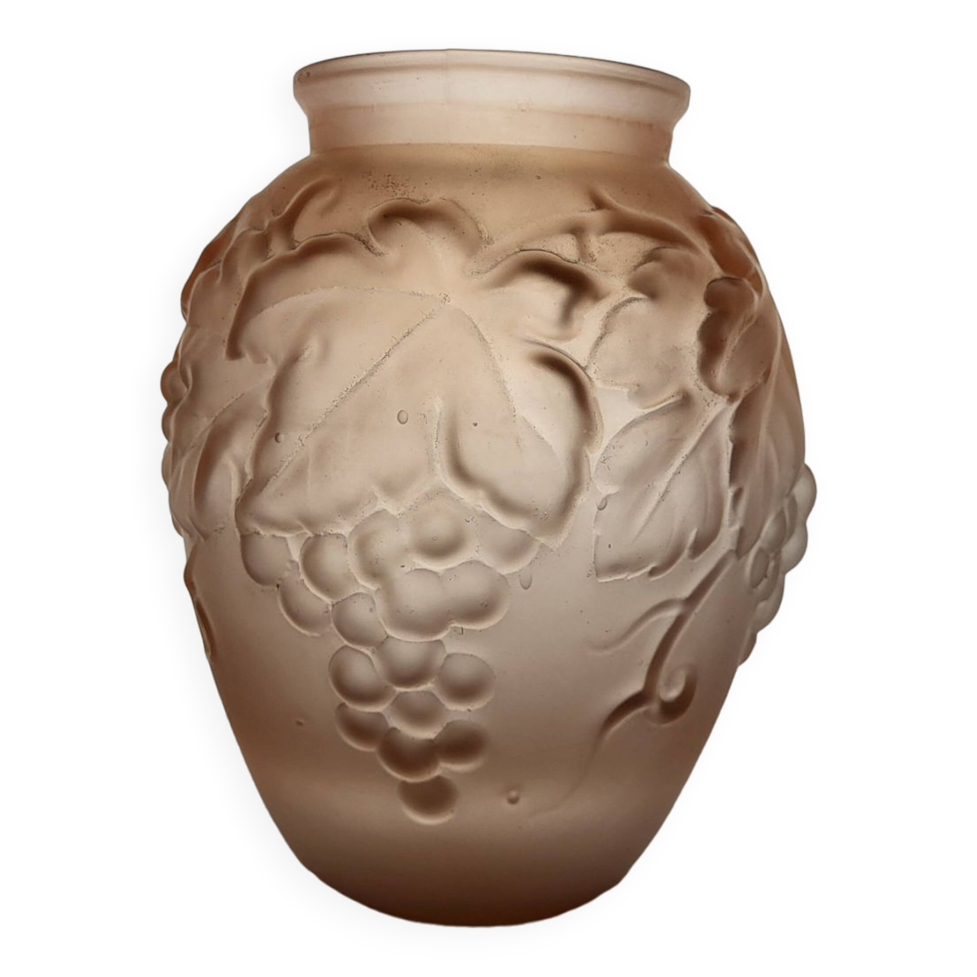 Art Deco glass paste vase Vine leaves signed Souchon Neuvesel