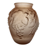 Art Deco glass paste vase Vine leaves signed Souchon Neuvesel