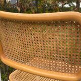 Chaise Cesca modèle b32 en blanc et bois par Marcel Breuer