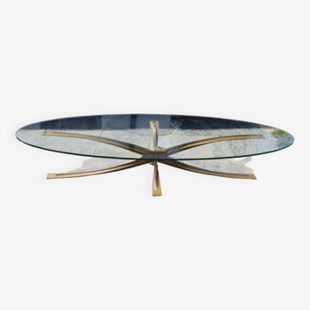 Rare oval coffee table by michel mangematin