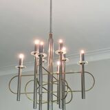 Brass and Chrome Sputnik Chandelier by Sciolari, Italy, 1960s