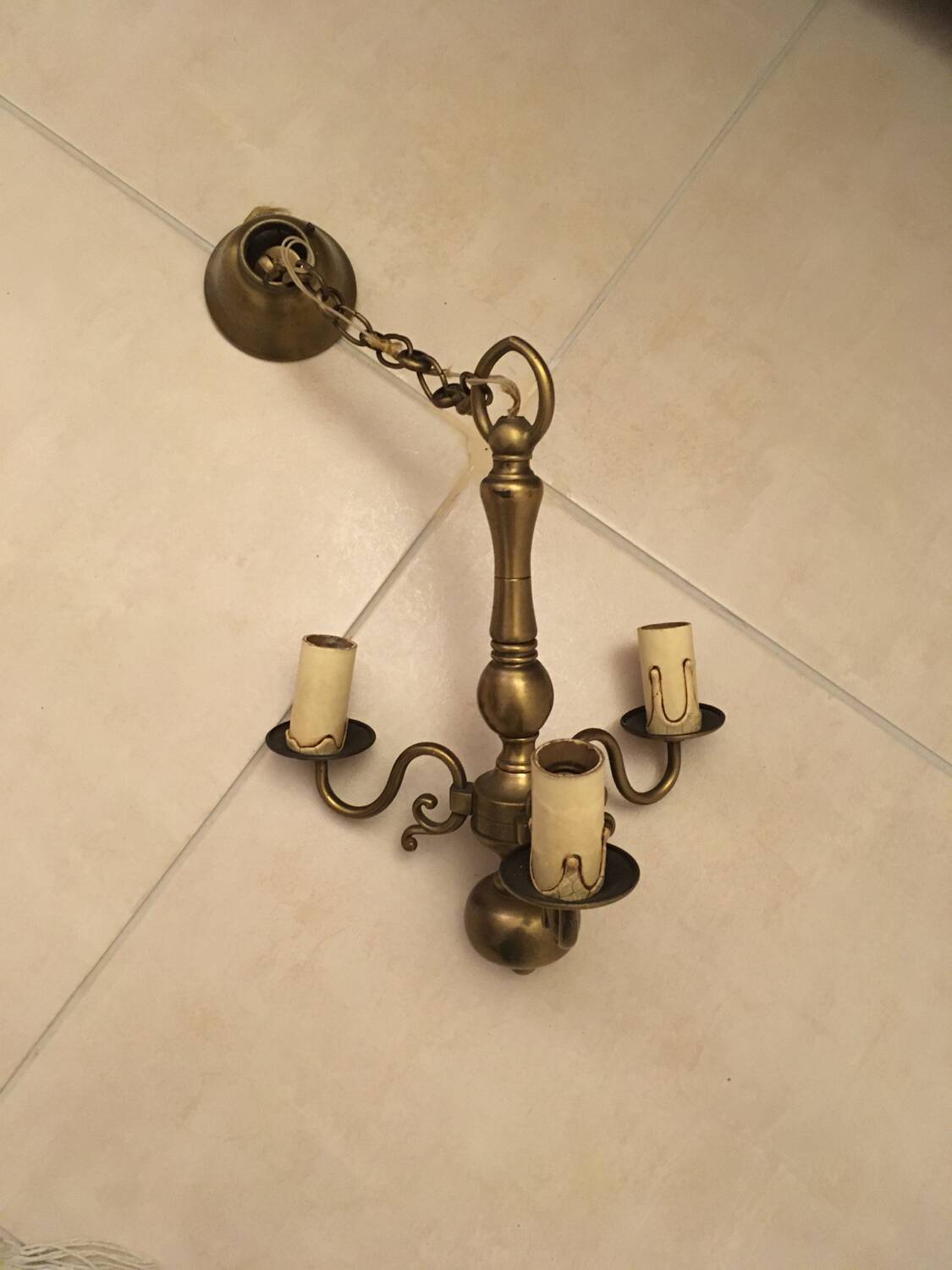 Vintage bronze ceiling chandelier.