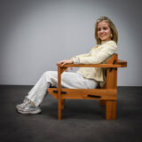 Paire de fauteuils en pin massif néerlandais extrêmement rare par Wouter Fens, années 1960.