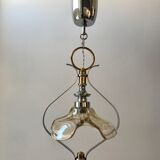 Petal hanging lamp in glass, brass and chrome metal 50