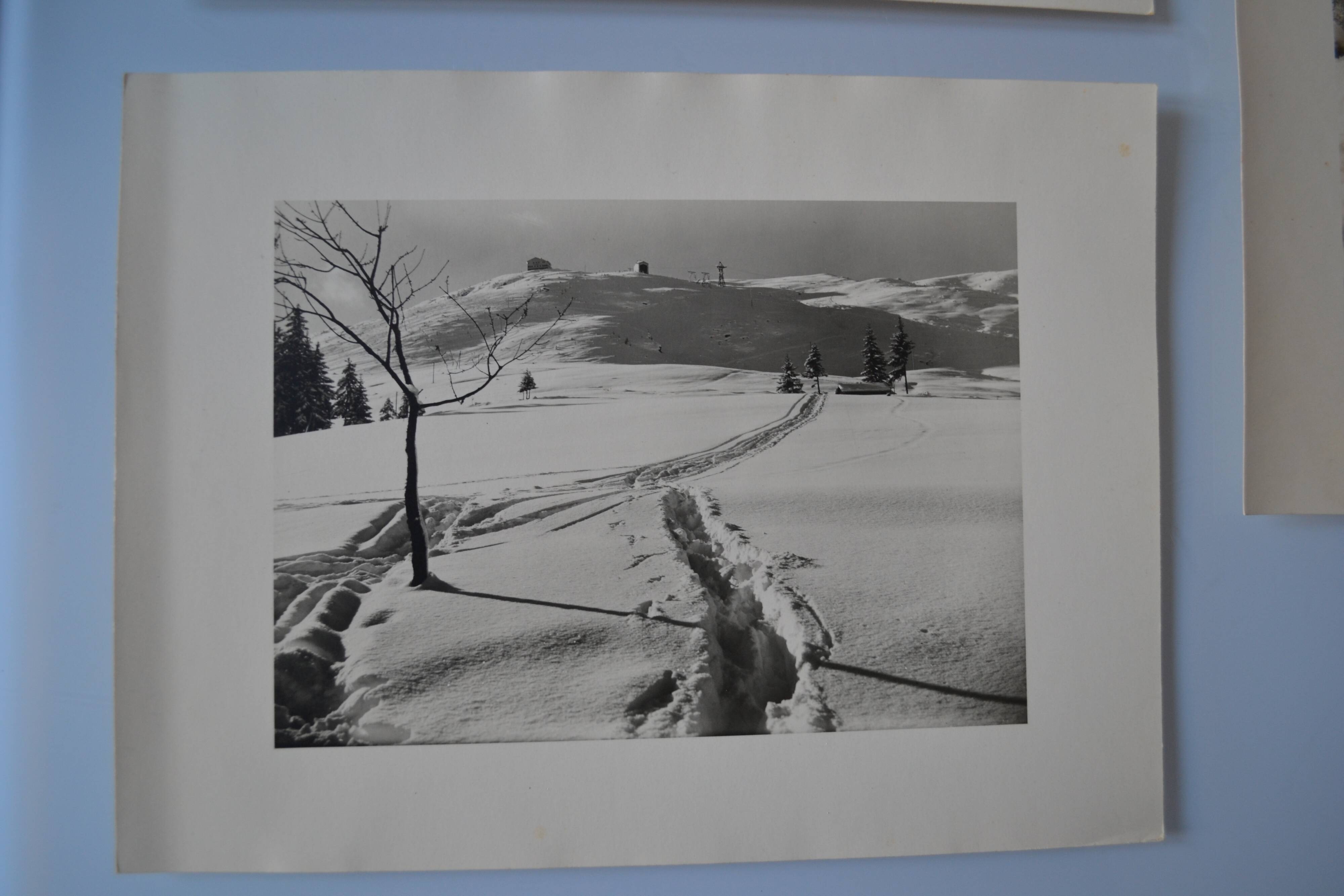 Old silver photo circa 1950 by L. Thomas in Morzine set of 3