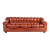 Sculptural Italian Modern three seat leather sofa, 1970’s