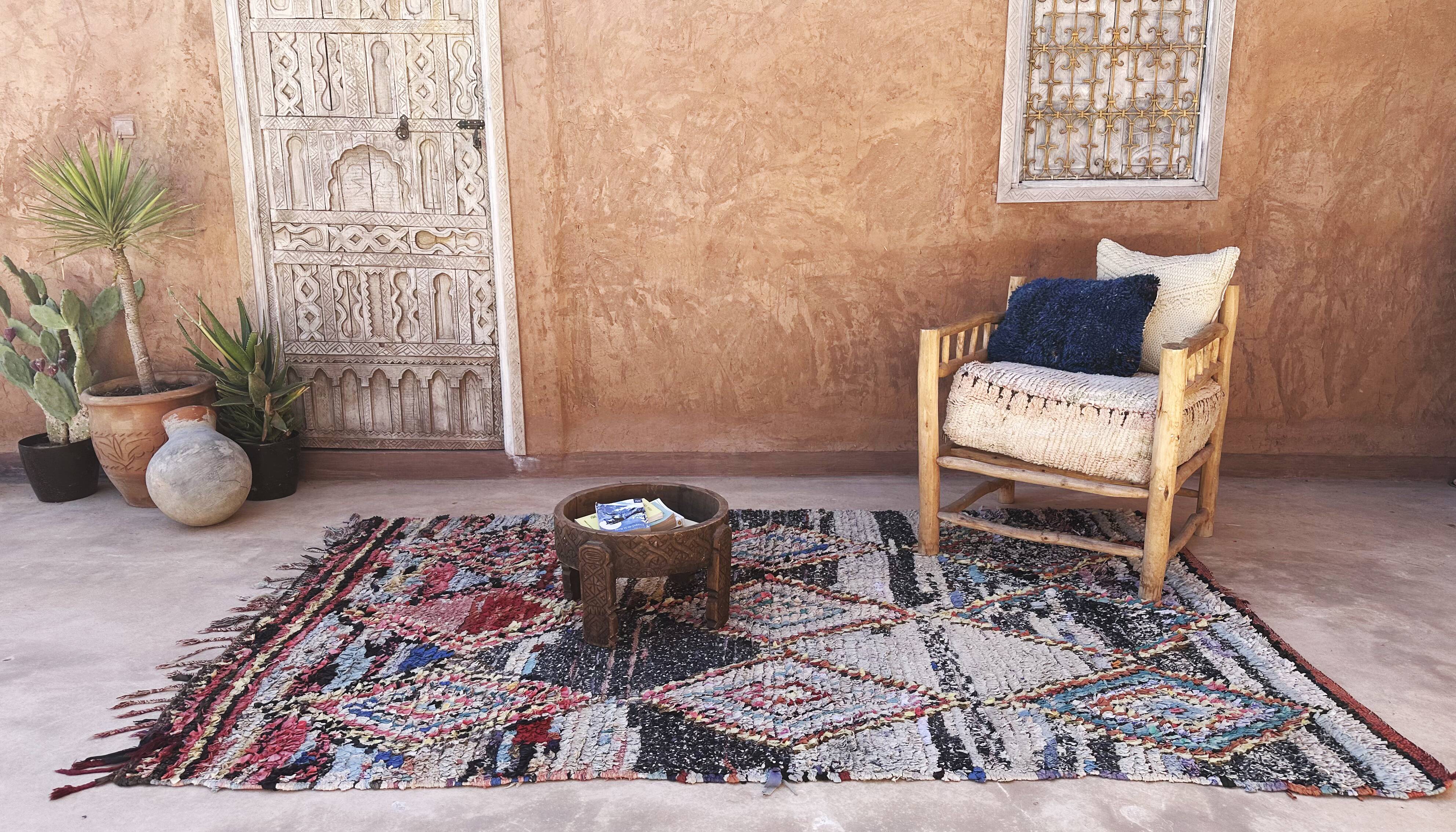 Tapis Marocain Boucherouite coloré - 159 x 265 cm