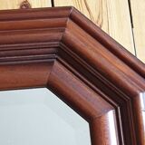 Large beveled mirror in cherry wood frame