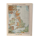 Old map of Great Britain and Ireland (physical) from 1945