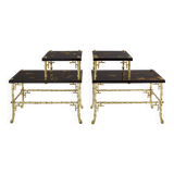 Bamboo bronze lacquered Chinese side tables Maison Baguès 1940