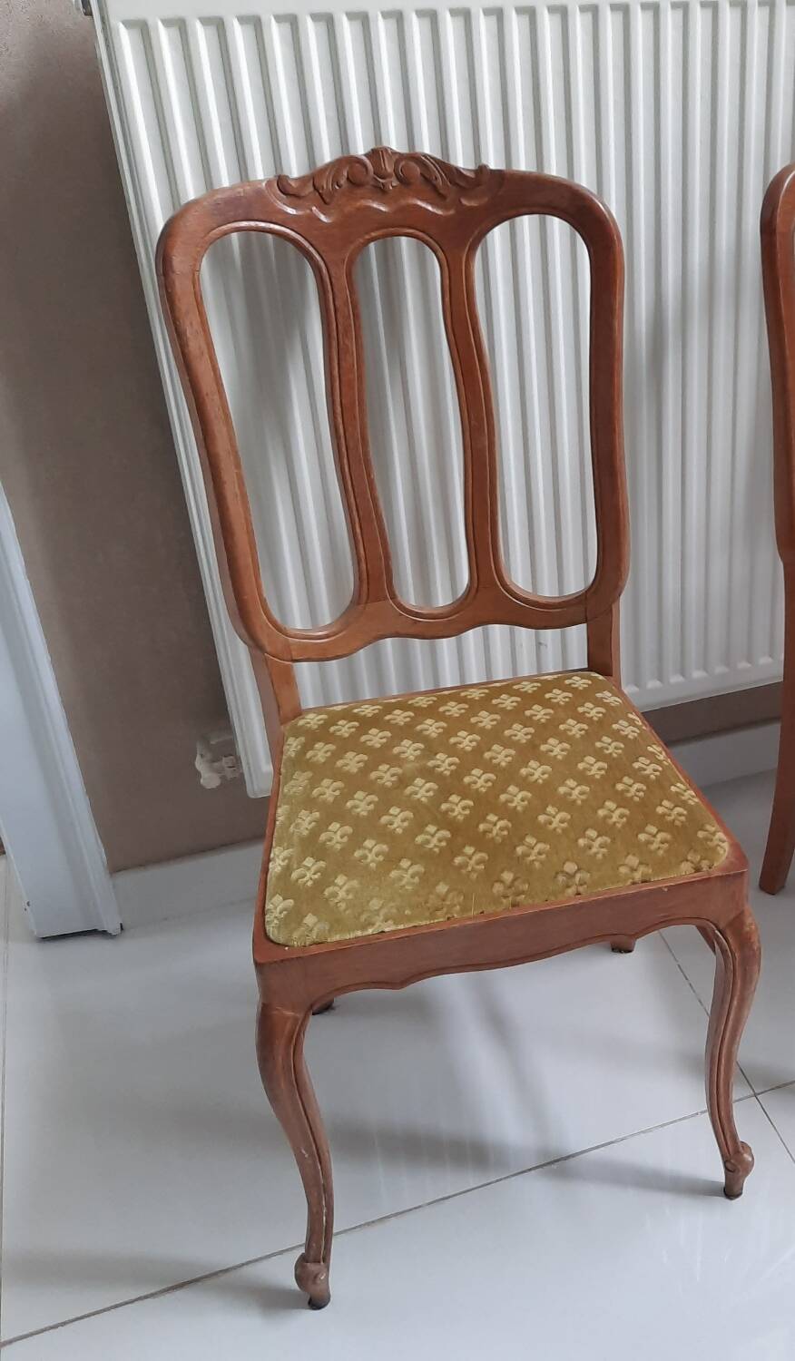 Louis XV style chairs with Fleur de Lys seats