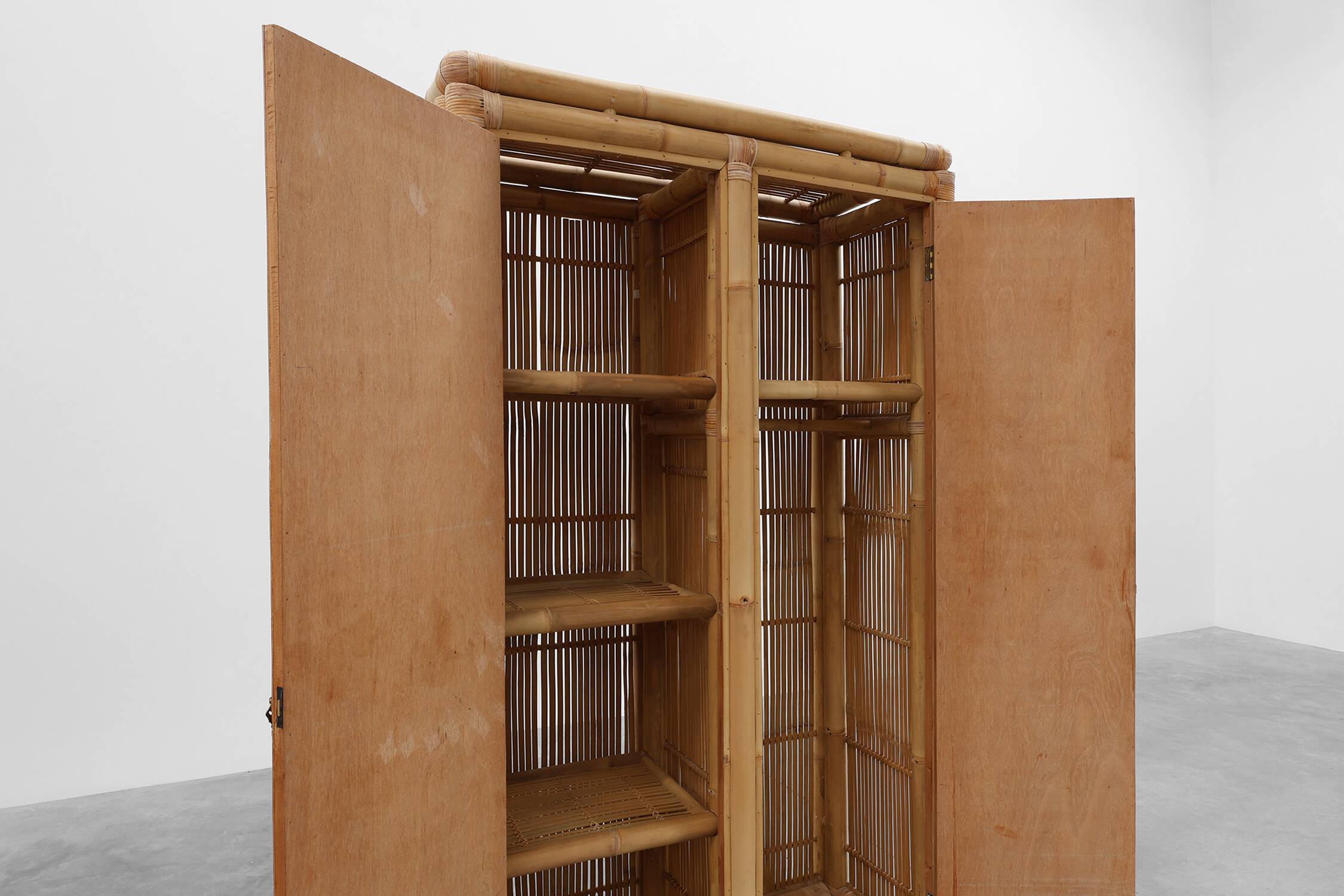 Mid-century bamboo and rattan wardrobe, Italy ca. 1960