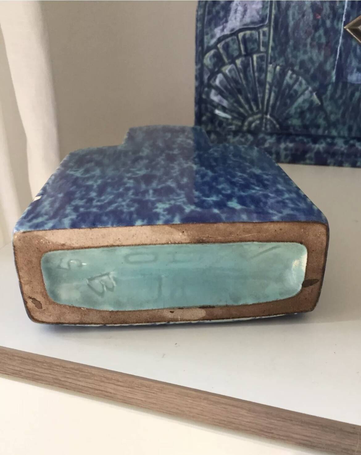Odyv 1940 Art Deco Blue Fireplace Trim