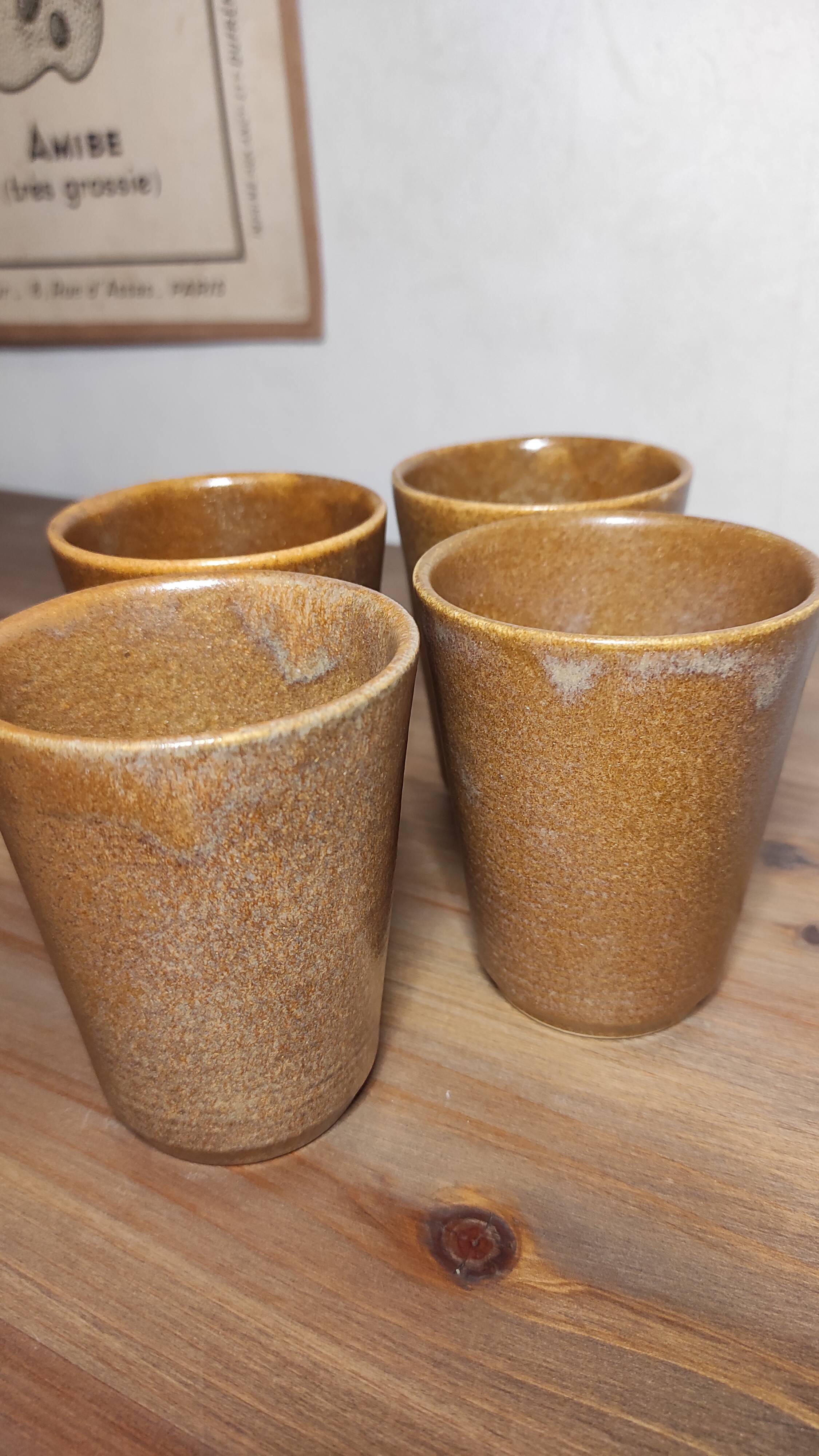 Set of 4 Digoin stoneware glasses