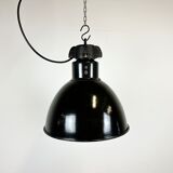 Industrial bauhaus black enamel pendant lamp, 1930s