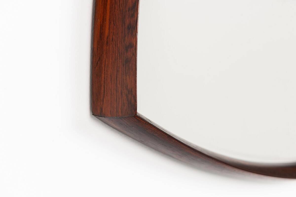 Thomas Poss Eferfolger wall mirror in rosewood triangular Denmark 1960