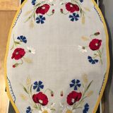 Napperon ancien broderie fait main 52x35cm
