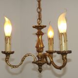 French Antique Art Nouveau Style 3-Light Quality Bronze Chandelier