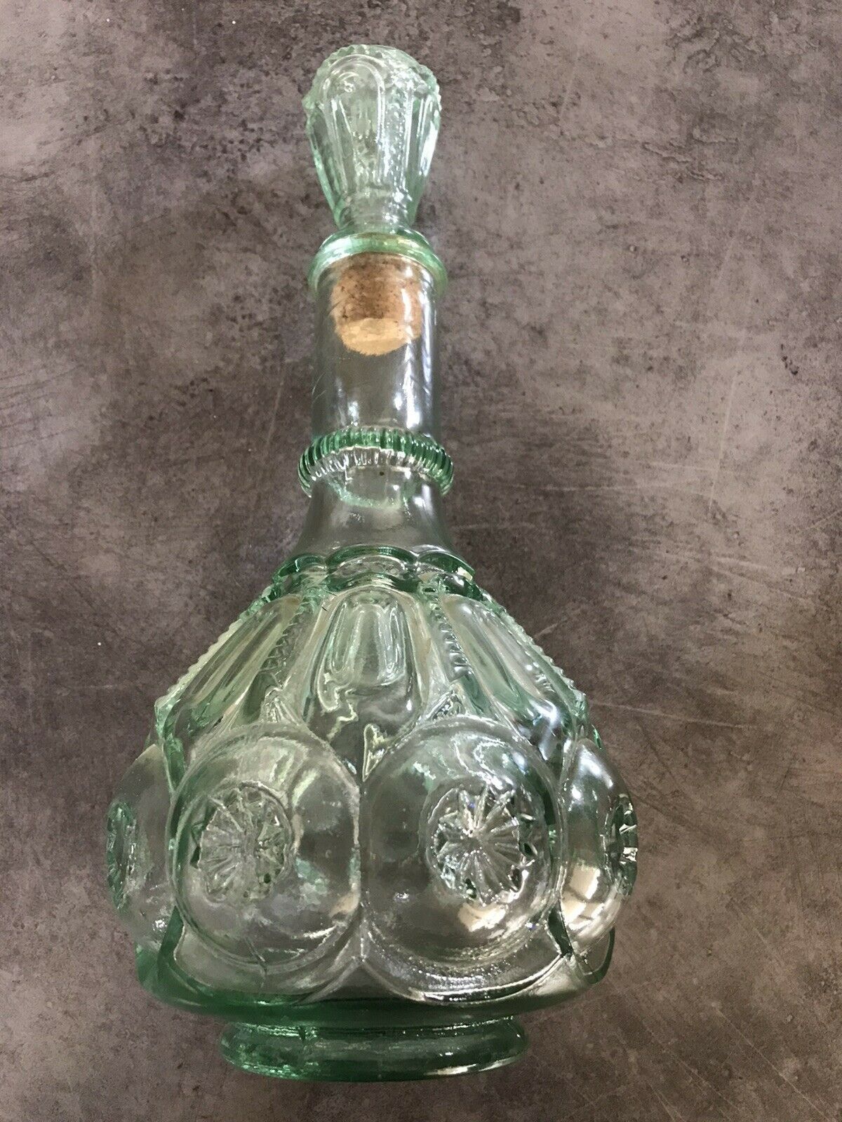 Bottle vial bottle vintage structured green glass molded cork cork