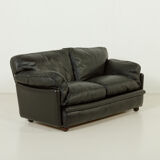 Poppy 2-seater leather sofa by Tito Agnoli for Poltrona Frau, 1970s