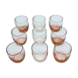 Series of 9 Art Deco Crystal glasses