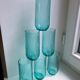 Set of 6 turquoise striped glasses 70s
