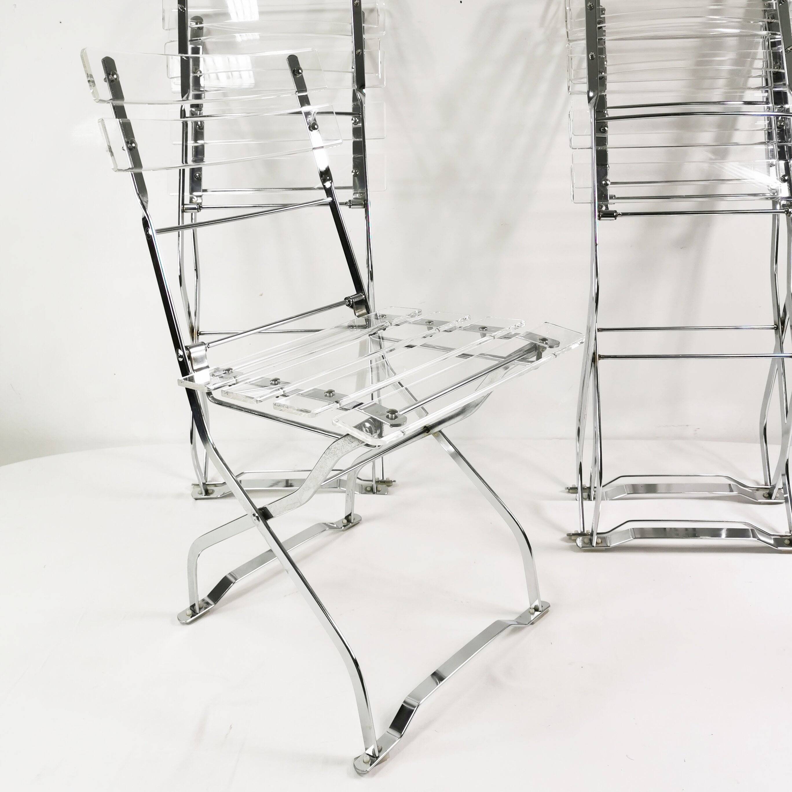 Set of designer folding chairs, Maison & Jardin Paris, 1970s