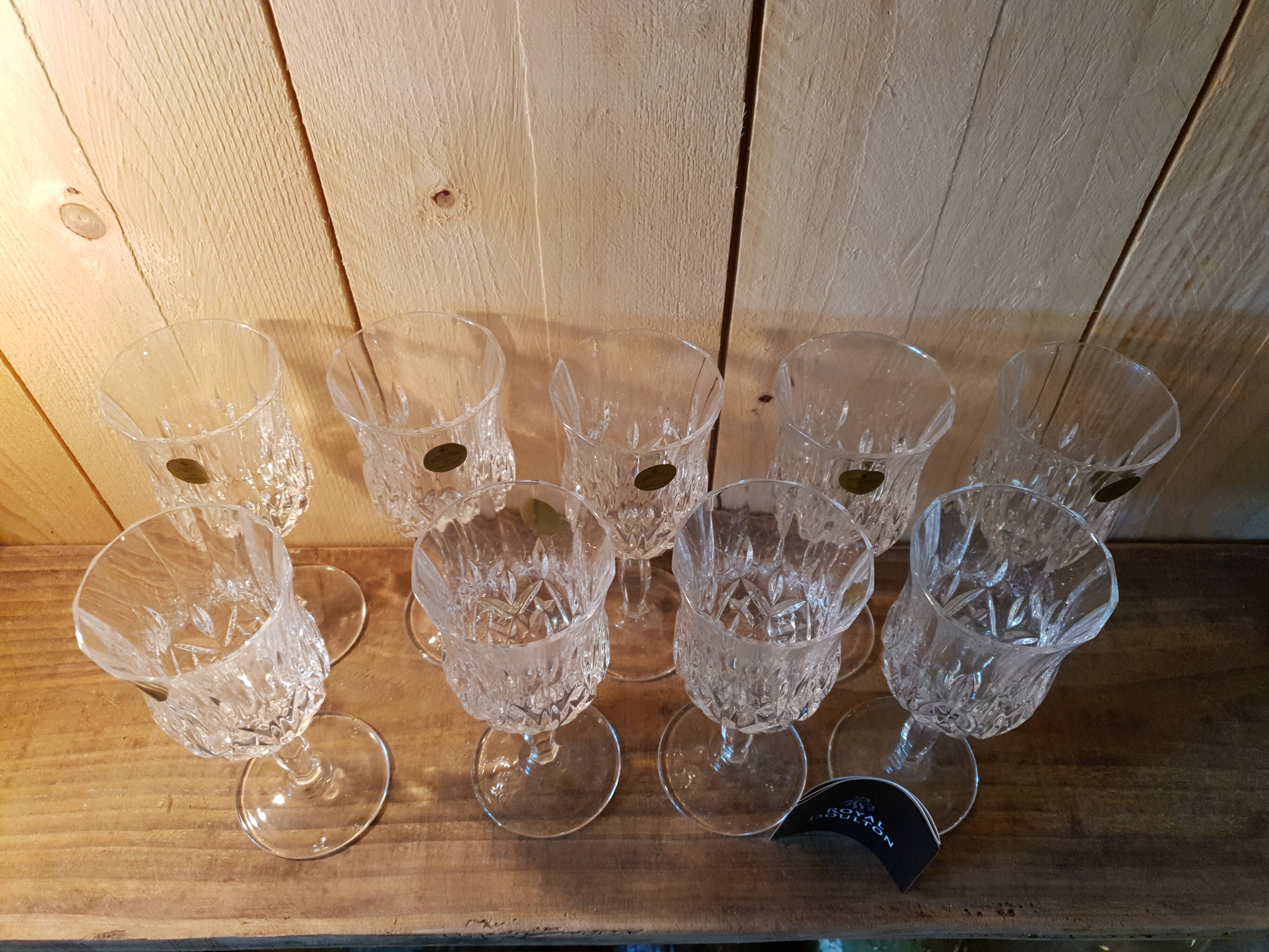 Set of 9 crystal wine glasses
